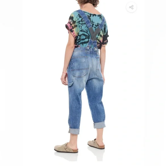 Sandrine rose slouchy denim overalls
